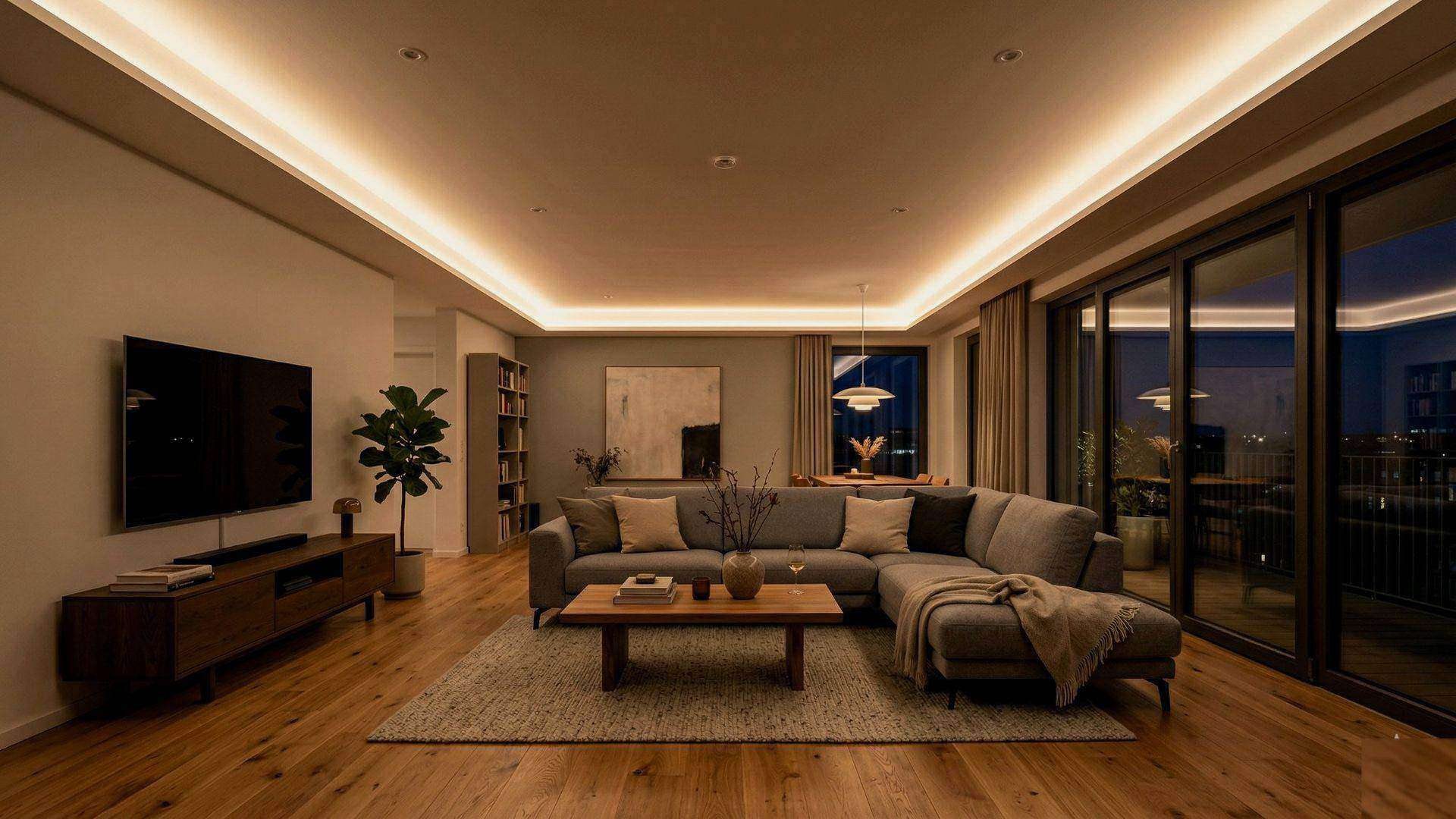 Trockenbau mit abgehängter Decke und indirekter Beleuchtung von Bauvia Concept